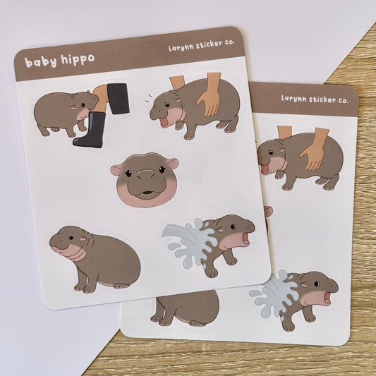 Baby Pygmy Hippo Sticker Sheet