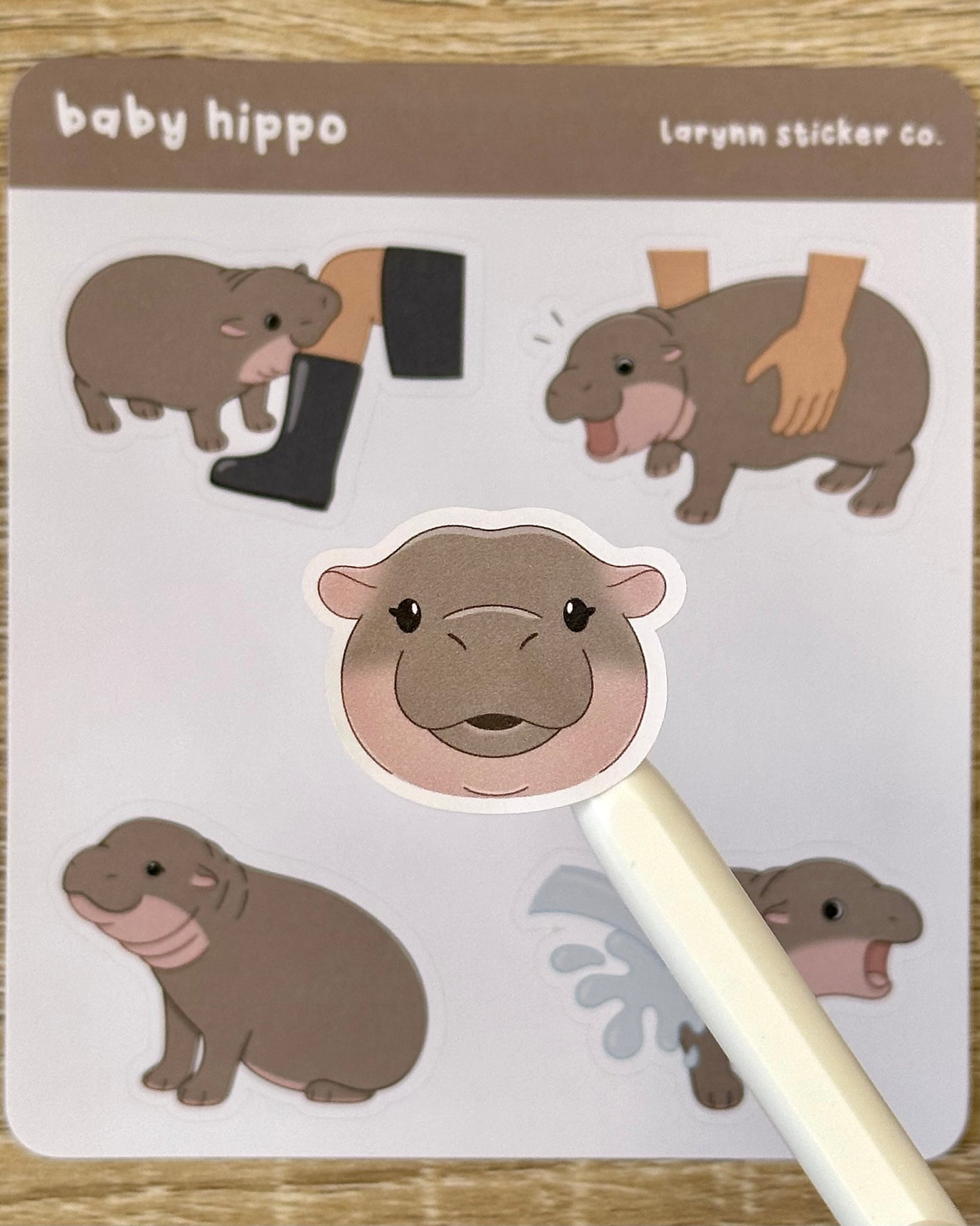 Baby Pygmy Hippo Sticker Sheet