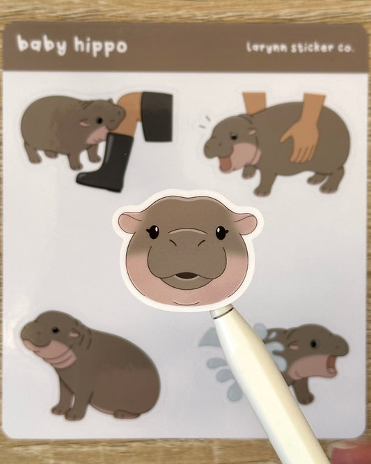 Baby Pygmy Hippo Sticker Sheet