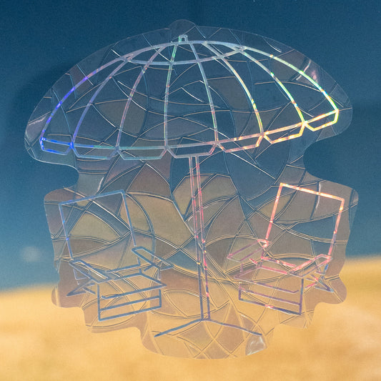 Beach Umbrella and Chairs Suncatcher Decal