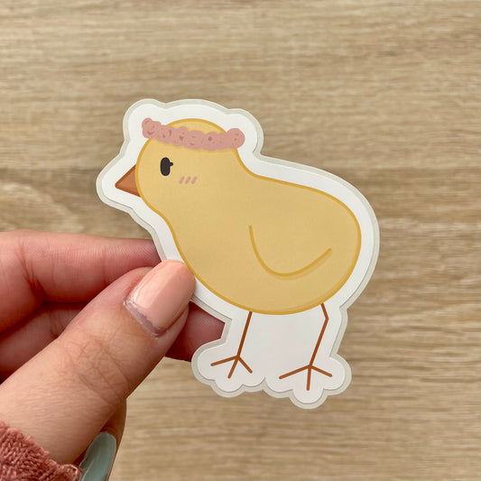 Chick in Flower Crown Sticker