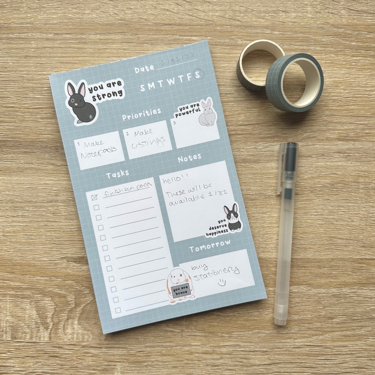 Daily Bunny Affirmations Memo Pad / Note Pad