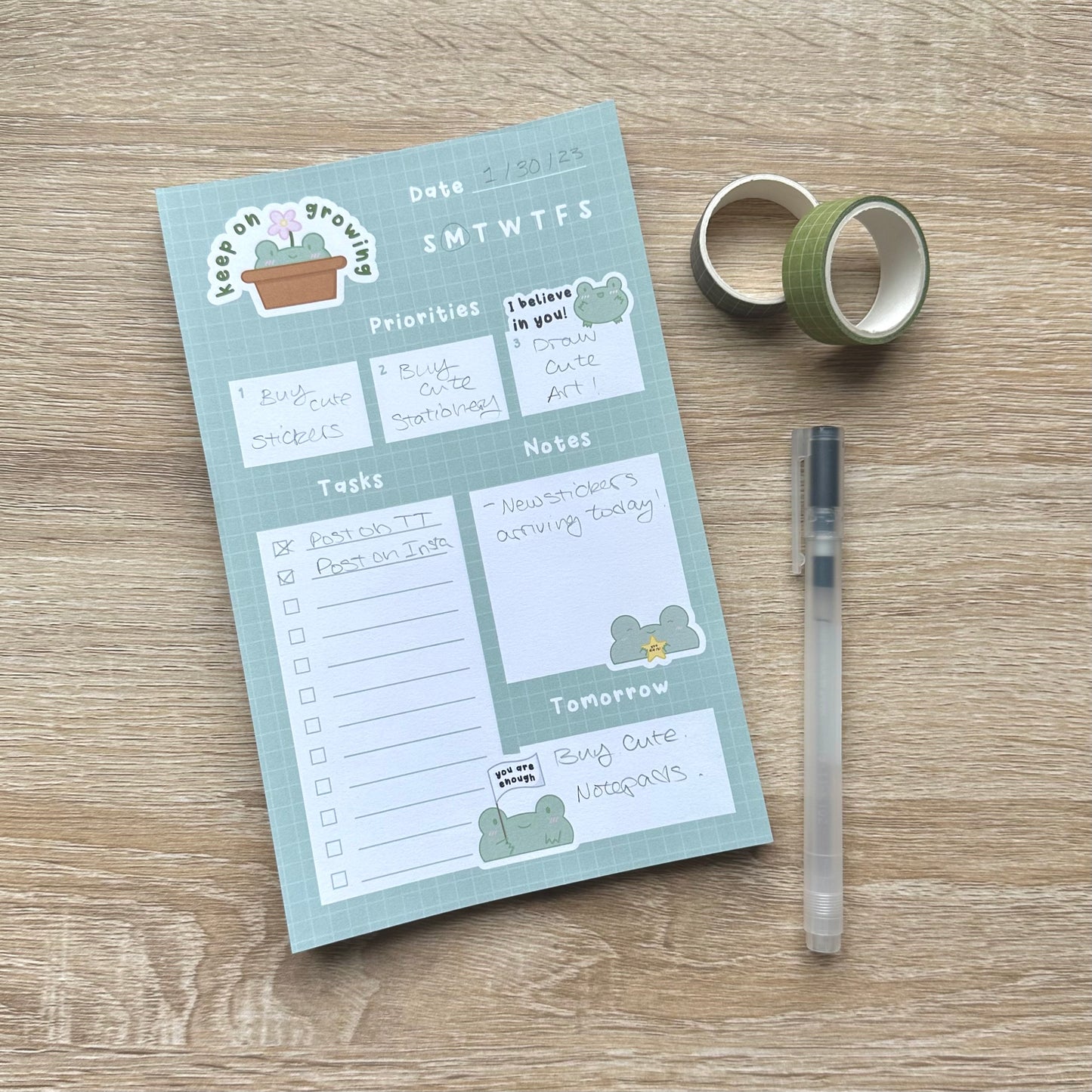 Daily Frog Affirmations Memo Pad / Note Pad