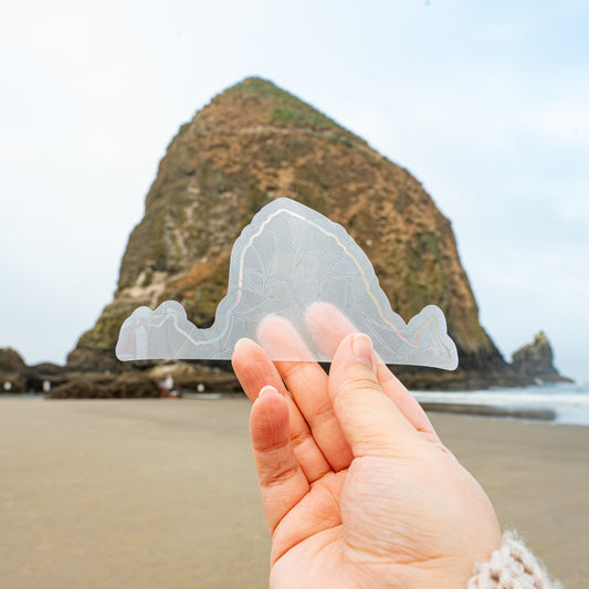 Haystack Rock Sun Catcher Sticker Decal