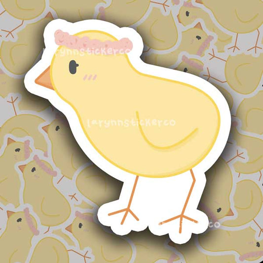 Chick in Flower Crown Sticker