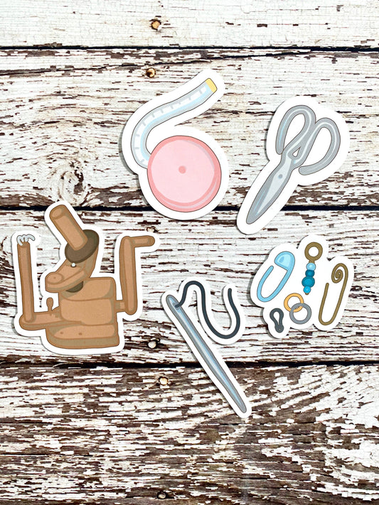 Knit and Crochet Tools Sticker Pack