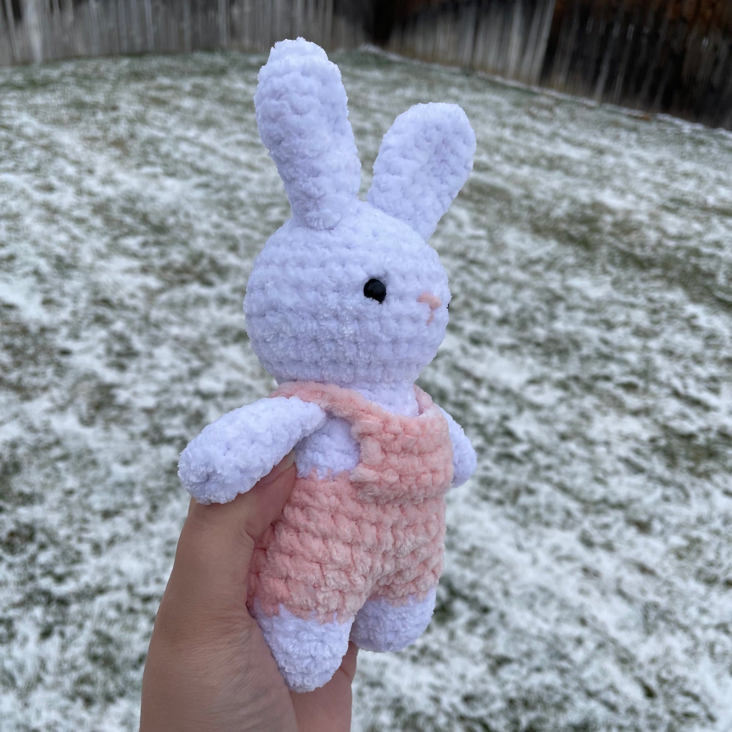 Pink Overalls Bunny Plushie
