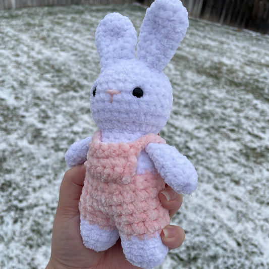 Pink Overalls Bunny Plushie