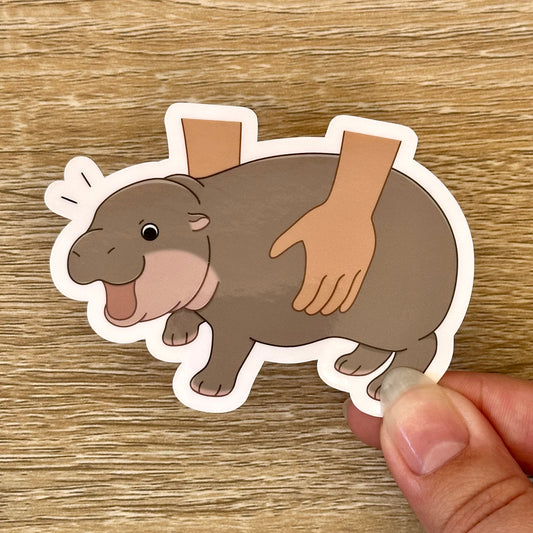 Picked Up Baby Pygmy Hippo Sticker