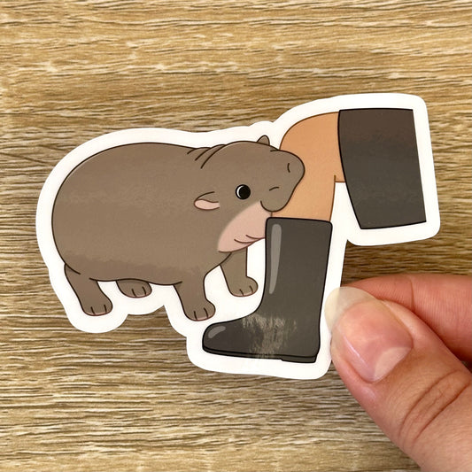 Biting Baby Pygmy Hippo Sticker