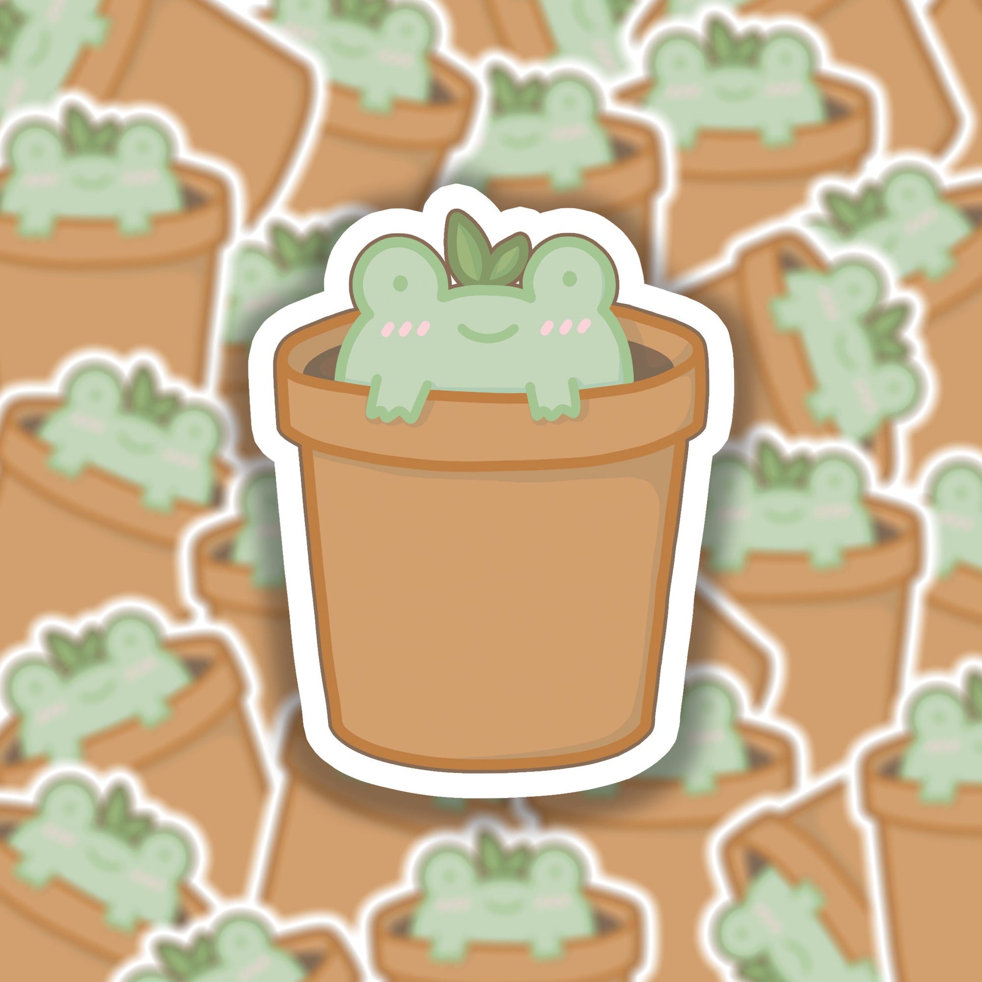 frog in potted plant Frog in Potted Plant Sticker – LaRynn Sticker Co