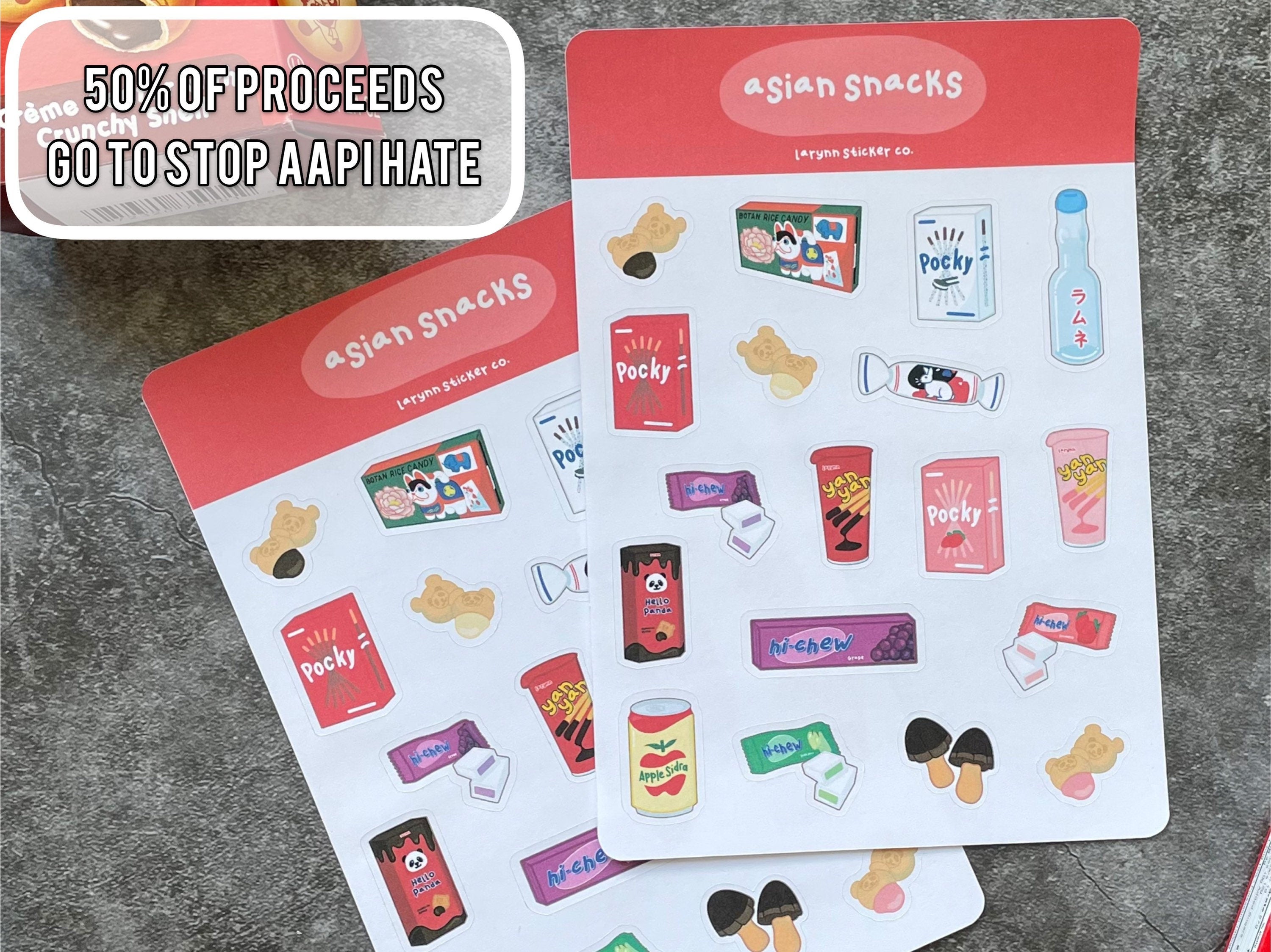 Snack Sticker Individual Asian Snacks FUNDRAISER Sticker Sheet – LaRynn Sticker Co.