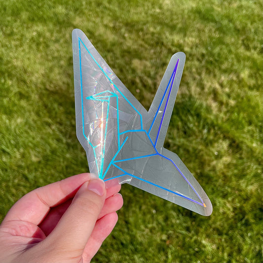 Origami Crane Sun Catcher Sticker Decal