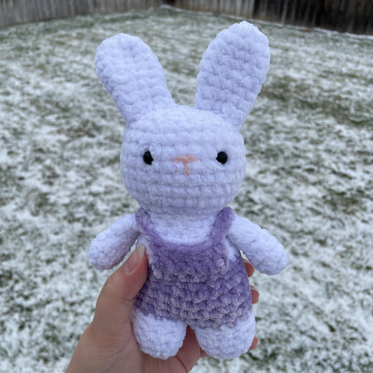 Purple Overalls Bunny Plushie